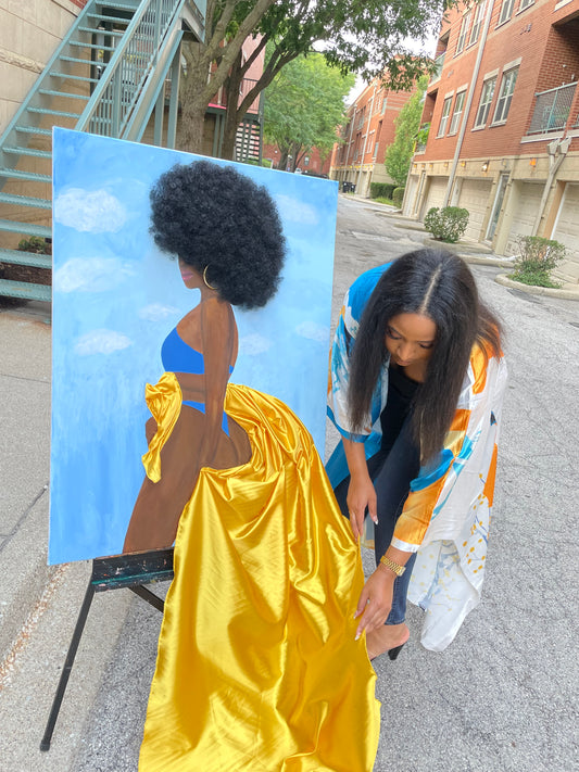 Look Back at It 3D Original Painting (with Hair)